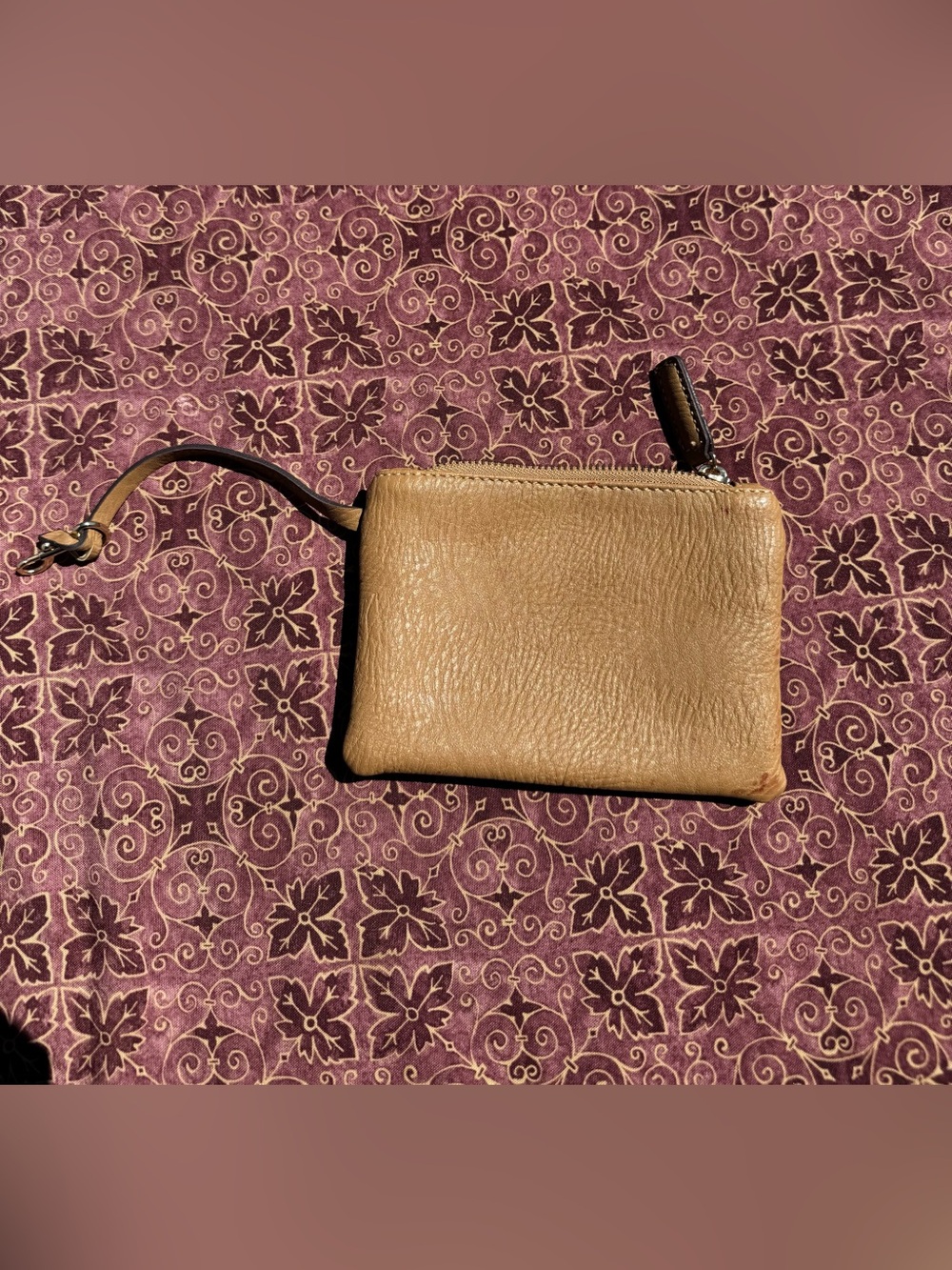 Leather attachable Coin Pouch in Camel